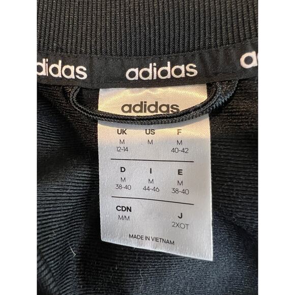 Adidas Track Jacket Women's Medium Black 3 Stripes Warmup Activewear Zip Front - Picture 7 of 8